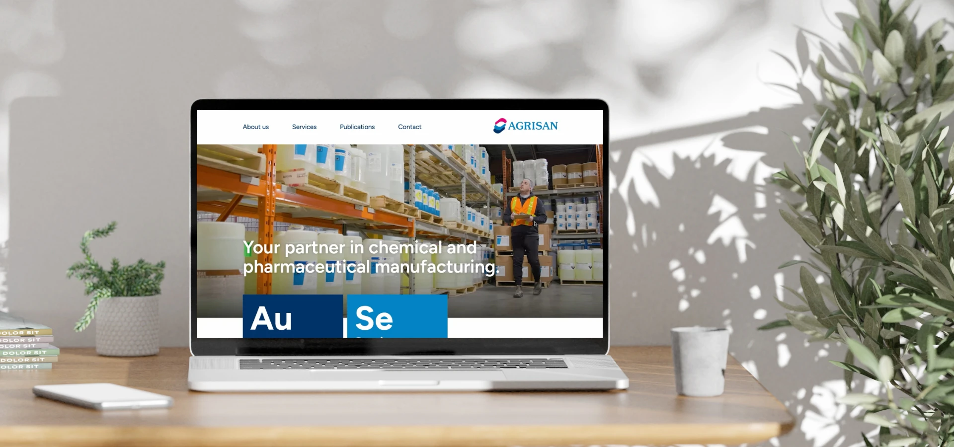 Agrisan website on laptop