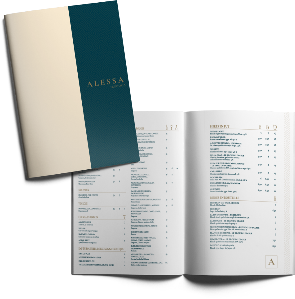 Alessa Menu print design