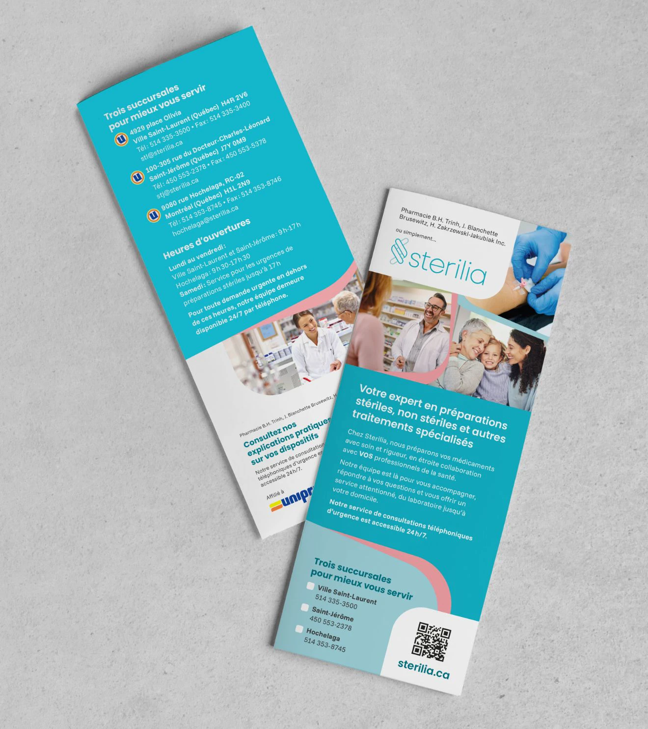 Sterilia brochure design, front and back