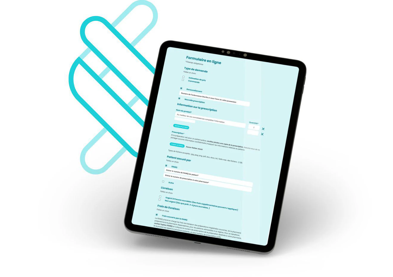 Sterilia’s prescription form on a tablet